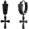 Bulova Men’s Jewelry Icon Black Ruthenium Plated Sterling Silver, Diamond Cross Dangle Hoop Earrings Style: BVE1005-GMSAA