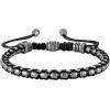 Bulova Men’s Jewelry Polished Silver -Tone Stainless Steel Bracelet, Rounded Box Chain Link Black Cords, Signature Tuning Fork Logo Style: BVB1089-SBSTBA