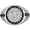 Bulova Men’s Jewelry Rhodium-Plated Polished Silver-Tone Sterling Silver Ring, Antiqued-Black Frame, The God Of Time, Black Diamonds 0.10 Cttw, Size 11 Style: BVR1036-WSAAB