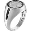 Bulova Men’s Jewelry Rhodium-Plated Polished Silver-Tone Sterling Silver Ring, The God Of Time, Black Diamonds Totaling 0.10 Cttw Size 10. Style: BVR1036-WSAA