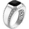 Bulova Men’s Jewelry Silver-Tone Rhodium-Plated Polished Sterling Silver Ring, Semi-Precious Black Onyx,Center Stone Measures 10Mm X 10Mm. Size 10. Style: BVR1032-WSOX