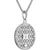 Bulova Men’s Jewelry Silver-Tone Sterling Silver Pendant Antiqued-Black Frame Surrounding A Closeup Of Chronos, The God Of Time, Rounded Box Link Chain Necklace, Length 24″ To 26″ Style: BVP1111-WSNA