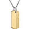 Bulova Men’s Jewelry Two-Tone Matte Finish Stainless Steel, The Stars And Stripes and 150Bulova Etching, Rounded Box Link Chain Necklace Adjusts From 24″ To 26″ Style: BVP1115-GSTNA