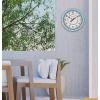 Bulova Skylark Wall Clock C4884 | 10.25″ Sky-Blue Resin Case with Cloud Pattern | Silent Sweep Quartz Movement | Battery Operated | Outdoor Waterproof Wall Décor