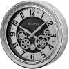 Bulova The Industrial Wall Clock C4339 | 13″ Diameter | Open Gear Design | Antique Silver Finish | Quartz Movement