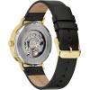 Caravelle by Bulova Men’s Dress Automatic Watch, Stainless Steel, Open Aperture, 41mm(Gold Tone/ Black Leather Strap)