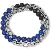 Men’s Classic Double-Wrap Box Chain and Beaded Bracelet with Tuning Fork Closure(Semi-precious Lapis)