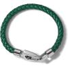 Men’s Marine Star Braided Leather Bracelet with Tuning Fork Clasp(Green Leather)