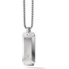 Men’s Precisionist Round Box Link Chain Necklace with Dog Tag Pendant Style(Black Carbon Fiber)