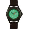 Men’s Traditional 3-Hand Day and Date Quartz Watch, Light Up, Stainless Steel, 40mm(Brown Leather Strap/Grey/Green Dial)
