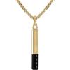 Bulova Jewelry Men’s Icon Gold Stainless Steel and Inlay Black Spinel Bar Shaped Amulet Pendant and Yellow Stainless Steel Rounded Box Link Chain Necklace,Length 24″-26″ Style:BVC1074-YSTBSP