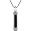 Bulova Jewelry Men’s Marine Star Pendant Necklace with Rounded Box Chain(Stainless Steel/ Black Onyx)