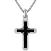 Bulova Jewelry Men’s Rhodium Plated Sterling Silver Black Onyx Cross Pendant Necklace with Black Diamond Accents, Sterling Silver Round Box Link Chain,Length 24″-26″, Style:BVP1078-WSAABA