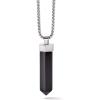 Bulova Men’s Classic Round Box Link Chain Necklace with Obelisk Pendant(Semi-Precious Onyx)