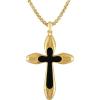 Bulova Men’s Jewelry 14k Gold-Plated Sterling Silver Necklace, Cross Pendant with Black Agate Inlay and Round Box Link Chain, Style:BVP1018-YSBA
