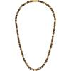 Bulova Men’s Jewelry Classic Semi-Precious Beaded Necklace(Tiger’s Eye/ Pyrite/ 14K Gold Sterling Silver)