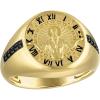 Bulova Men’s Jewelry Gold-Tone Polished 14K Gold-Plated Sterling Silver Ring, Features A Raised Image Of Chronos, The God Of Time, Black Diamonds Totaling 0.10 Cttw Size 10. Style: BVR1050-YSAA
