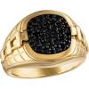 Bulova Men’s Jewelry Icon Collection, 14K Gold Plated Sterling Silver Statement Ring with Black Diamonds(Size 11)