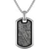 Bulova Men’s Jewelry Polished And Black Silver-Tone Stainless Steel Pendant, Rounded Box Link Chain Necklace In Stainless Steel Adjusts From 24″ To 26″ Style: BVP1114-WLSTNA