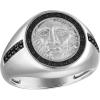 Bulova Men’s Jewelry Rhodium-Plated Polished Silver-Tone Sterling Silver Ring, The God Of Time, Black Diamonds Totaling 0.10 Cttw Size 10. Style: BVR1036-WSAA