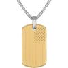 Bulova Men’s Jewelry Two-Tone Matte Finish Stainless Steel, The Stars And Stripes and 150Bulova Etching, Rounded Box Link Chain Necklace Adjusts From 24″ To 26″ Style: BVP1115-GSTNA