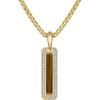 Bulova Men’s Jewelry14K Gold-Plated Sterling Silver Features Tiger’S Eye Pendant, Framed On All Sides With White Topaz Totaling 0.20 Cttw, Adjusts From 24″ To 26″ Style: BVP1029-YSWTOYTE