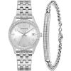 Caravelle by Bulova Ladies’ Crystal Watch and Bracelet Gift Set, Day-Date(Silver)