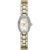 Caravelle by Bulova Ladies’ Dress Mini Quartz Watch, Crystals, Mother-of-Pearl, 18x24mm(Two Tone Gold/White Mother of Pearl)