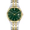 Caravelle by Bulova Men’s Dress 3-Hand Date Quartz Watch, Stainless Steel, Coin Edge Bezel, 41mm(Two Tone Gold/Green)