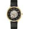 Caravelle by Bulova Men’s Dress Automatic Watch, Stainless Steel, Open Aperture, 41mm(Gold Tone/ Black Leather Strap)