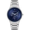 Caravelle by Bulova Men’s Modern Multi-Function Stainless Steel Watch, Day/Date, 24 Hour Time, 40mm(Silver/Blue Dial)