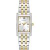 Ladies’ Classic Crystal 3-Hand Quartz Watch, Roman Numeral Markers, Rectangle Case, Curved Mineral Crystal(Two Tone Gold)