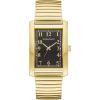 Men’s Classic Dress 3-Hand Quartz Expansion Band Watch, Rectangle Case, Curved Mineral Crystal(Gold Tone/ Black Dial)
