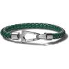 Men’s Marine Star Braided Leather Bracelet with Tuning Fork Clasp(Green Leather)