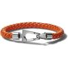 Men’s Marine Star Braided Leather Bracelet with Tuning Fork Clasp(Orange Leather)