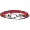 Men’s Marine Star Braided Leather Bracelet with Tuning Fork Clasp(Red Leather)