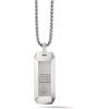 Men’s Precisionist Round Box Link Chain Necklace with Dog Tag Pendant Style(Stainless/ White Diamonds)