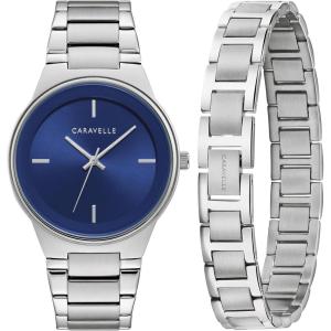 Bulova Caravelle Men’s Modern Stainless Steel 3-Hand Quartz Watch and Bracelet Box Set, 40mm Style: 43K101
