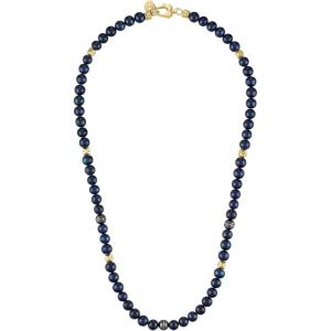 Bulova Jewelry Men’s Classic Beaded Navy Fresh Water Pearls, Sterling Silver Beads accented with Diamonds, and Gold-tone Hexagonal Spheres Necklace, Length 22″ Style:BVC1060-G6SSC4FWP