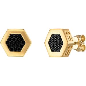 Bulova Jewelry Men’s Icon 14K Gold Plated Sterling Silver Diamond Hexagon Diamond Earrings Style:BVE1002-GSBSP