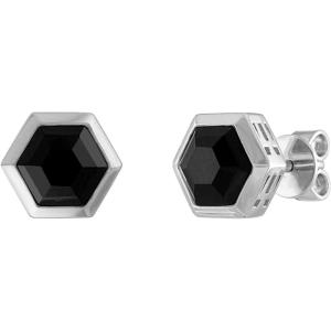 Bulova Jewelry Men’s Icon Rohdium Plated Sterliing Silver Black Spinel Hexagon Earrings Style:BVE1000-WSBSP