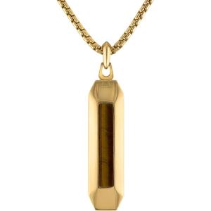 Bulova Jewelry Men’s Marine Star Pendant Necklace with Rounded Box Chain(Gold Tone/ Tiger’s Eye)