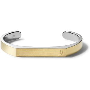 Bulova Mens Classic Cuff Bracelet(Gold-Tone with Silver-Tone)