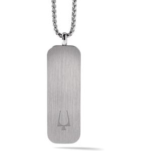 Bulova Men’s Classic Round Box Link Chain Necklace with Stainless Steel Dog Tag Pendant Style: J96N009