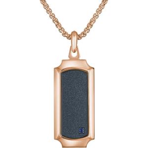 Bulova Men’s Jewelry 150 Year Anniversary Collection, Matte And Polished Rose Gold-Tone Stainless Steel Pendant, Blue Sapphire 0.03 Cttw, Adjusts From 24″ To 26″ Style: BVP1126-G5STLCS