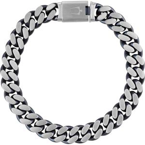Bulova Men’s Jewelry Classic Curb Chain Dual Surface Blue IP and Brushed Stainless Steel 10MM Bracelet(8.0MM)