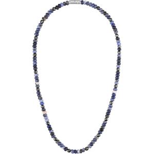 Bulova Men’s Jewelry Classic Semi-Precious Beaded Necklace(Sodalite/ Hematite/ Rhodium Plated)