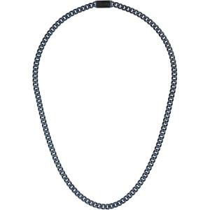 Bulova Men’s Jewelry Polished And Brushed Blue Stainless Steel Necklace Curb Chain Featuring Dual-Surfaced Links Updated In Navy, Length 22″ Style: BVC1067-NVSTNA