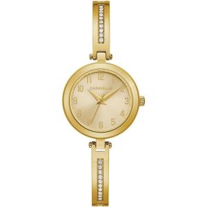 Caravelle Classic Quartz Ladies Dress Bangle Watch and Bangle Box Set(Gold-Tone/Champagne Dial)