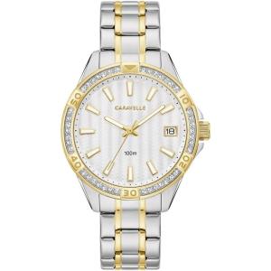 Caravelle by Bulova Ladies’ Aqualuxx Crystal Quartz Stainless Steel Watch, 100M Water Resistant(Two Tone Gold)